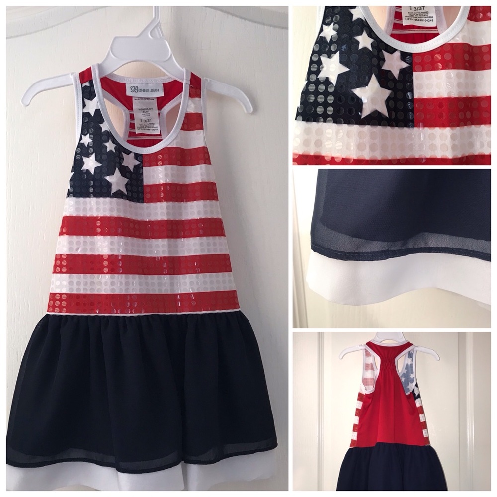 Bonnie Jean patriotic sequined racerback dress